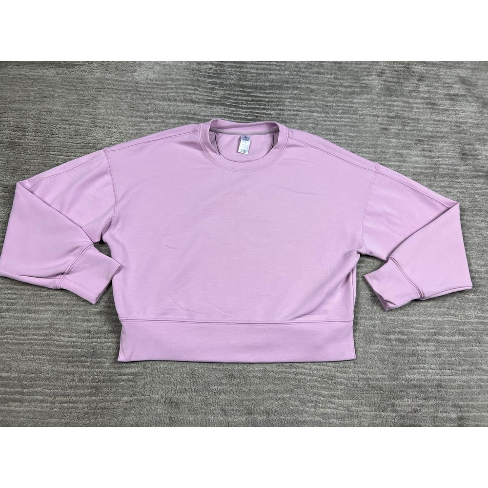 90 Degree by Reflex Pullover Girls L 12 Lilac Pink Scuba Zuri Relaxed LS Crop